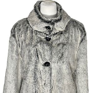 ii Sisters Outerwear Women Faux Fur Coat Bell Sleeves L Gray Black Soft Mob Wife